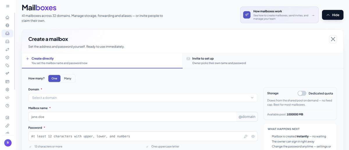 Creating a new inbox