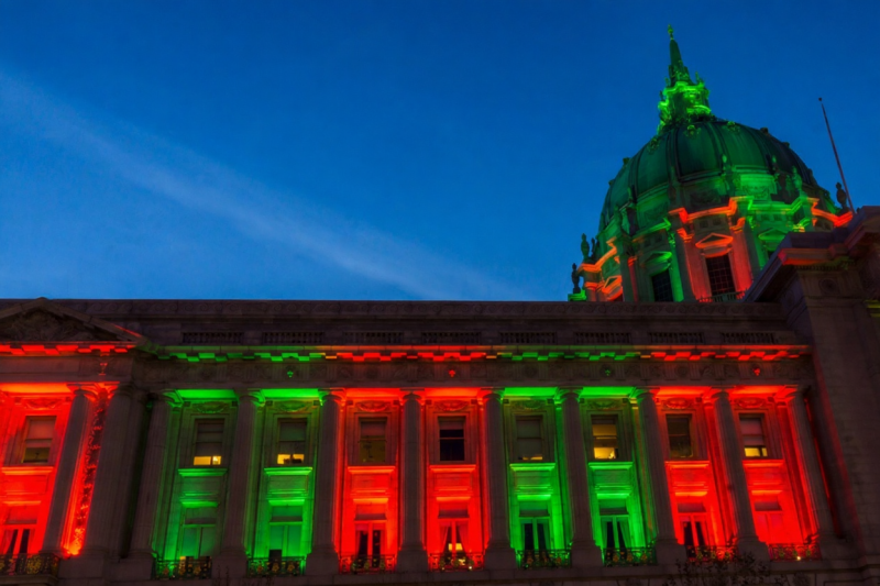 San Francisco street festival, neighborhood fair, local artists, food stalls, diverse community, sunny day
