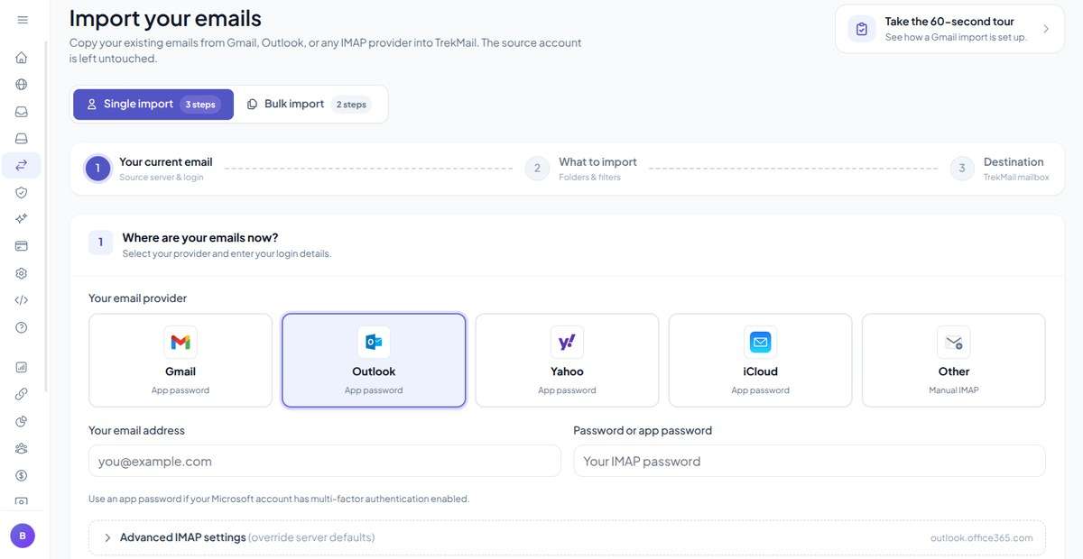 Importing email from another provider