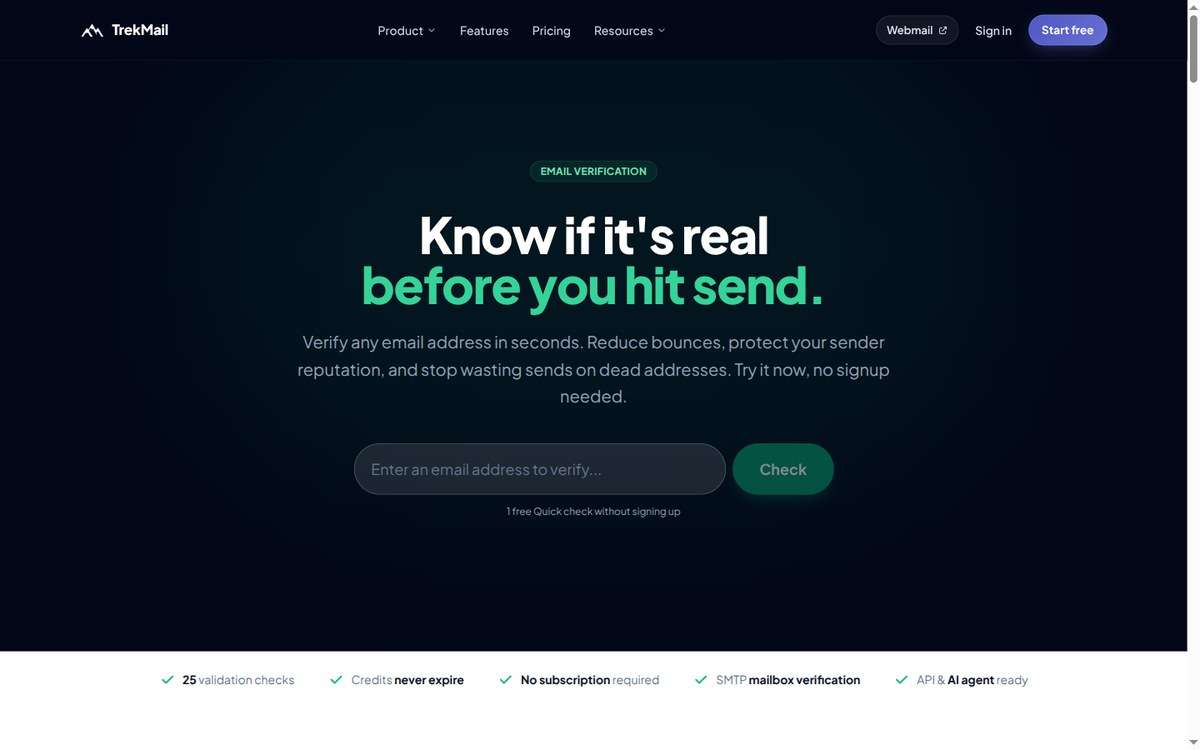 The Email Verifier page